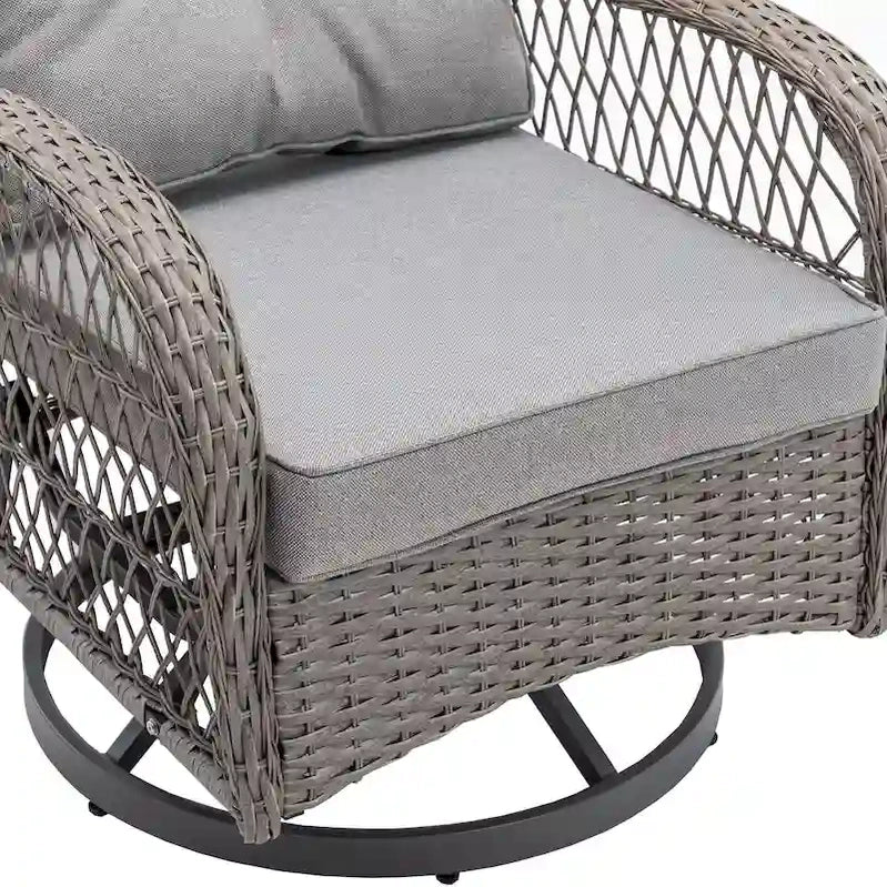 3 Pieces Outdoor Swivel Rocker Patio Chairs, 360 Degree Rocking Patio Conversation Set