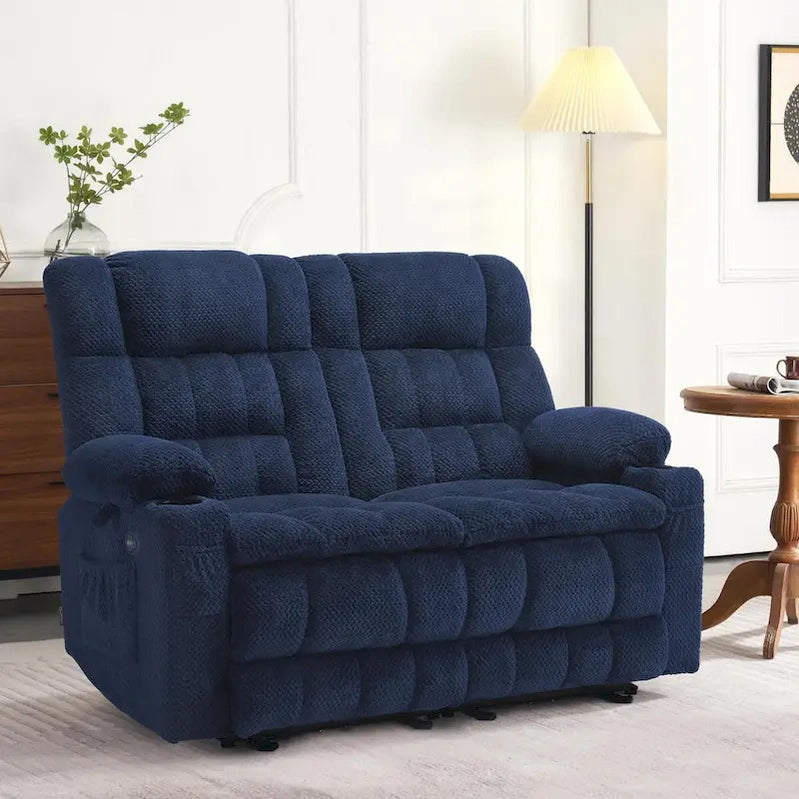 MCombo Power Loveseat Recliner, Electric Reclining Loveseat Sofa With Heat And Vibration, Cupholders, USB Charge Ports RS6314