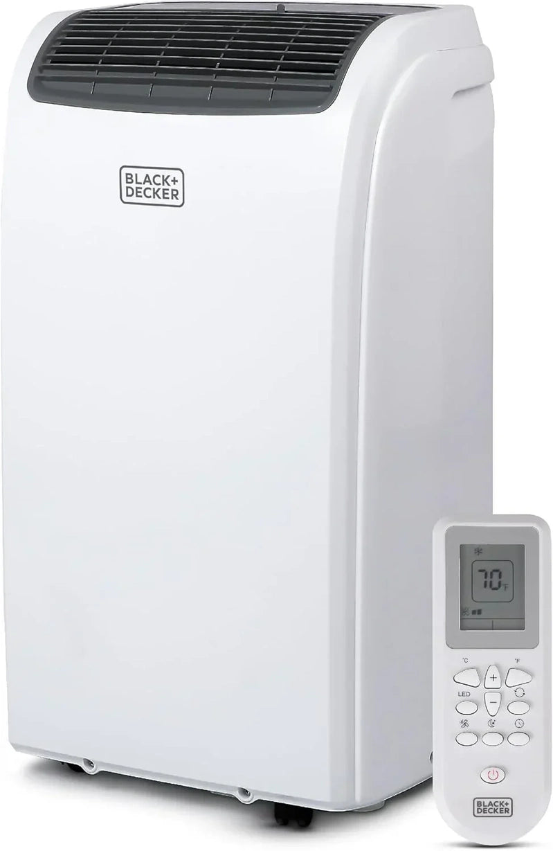 Black Plus Decker 10,000 BTU Portable Air Conditioner For Rooms Up To 450 Sq With Remote Control