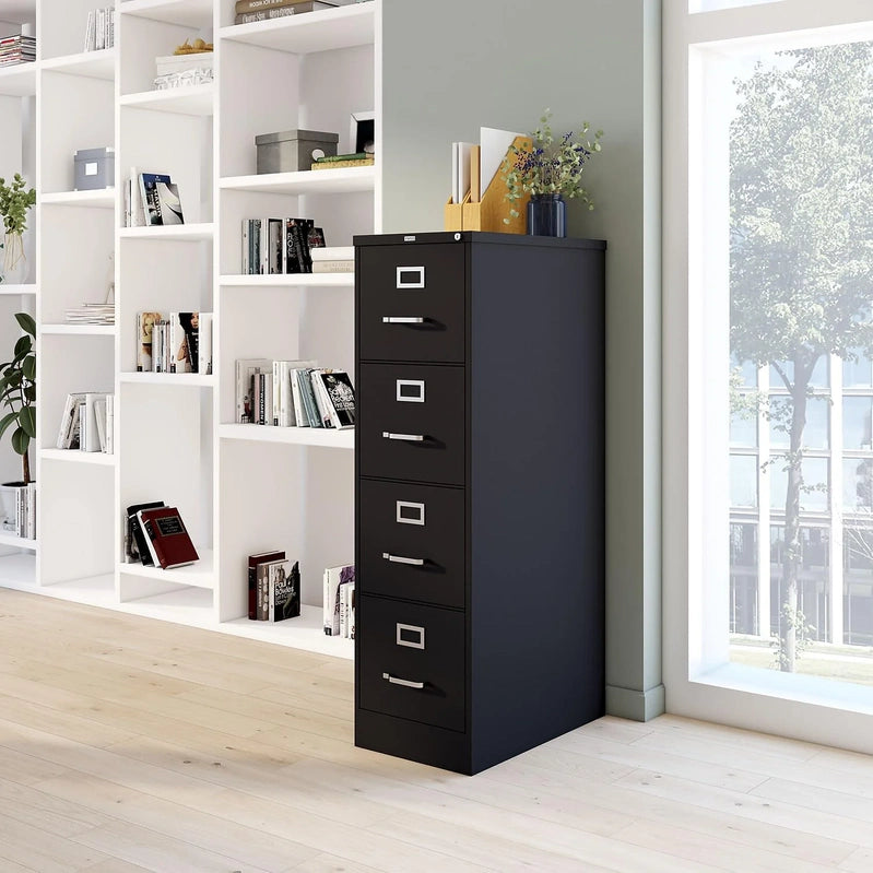 Staples 4-Drawer File Cabinet, Lockable, Black, 25 In.D x 15 In.W