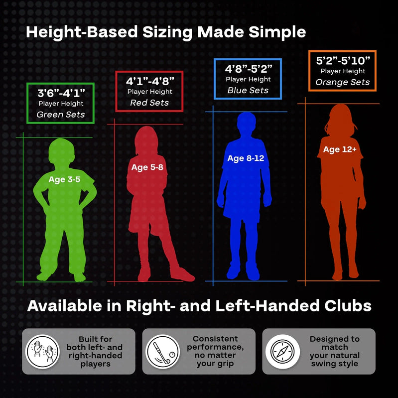Pga Tour Right-Handed 10 Piece Kids Golf Club Stand Bag Set, Player Height 4'8, 5'2 In., Ages 8-12