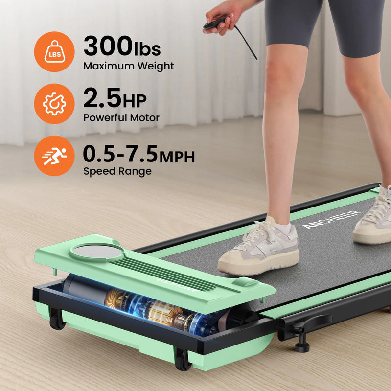 Ancheer Portable Folding Walking Pad 300lb, 7.5 MPH Under Desk Treadmill With Remote Control And LED Display