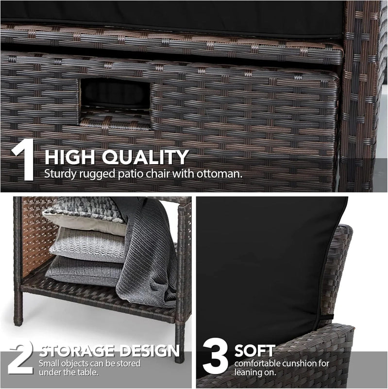 Leveleve Balcony Furniture 5 Piece Patio Conversation Set