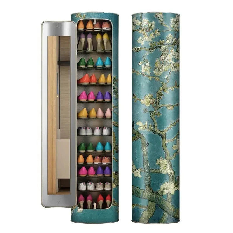 Large-Capacity Multi-Layer Rotating Disinfection Shoe Cabinet With Mirror Plus Deodorizer