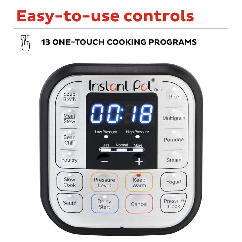 Instant Pot Duo 6 Qt. Electric Pressure Cooker 7-In-1 With Easy-Release Steam Switch