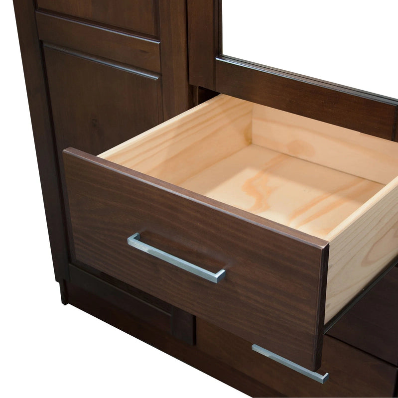 Palace Imports 100% Solid Wood Cosmo 3-Door Wardrobe Armoire With Solid Wood Or Mirrored Doors