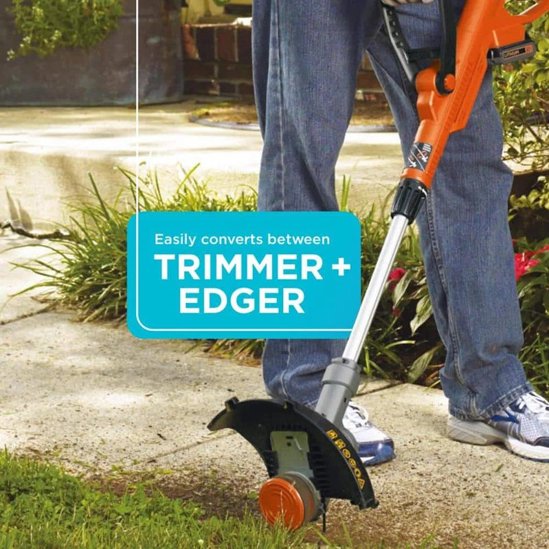 Black Plus Decker 20V Cordless String Trimmer And Edger, 2Ah, Lithium Ion Battery Included