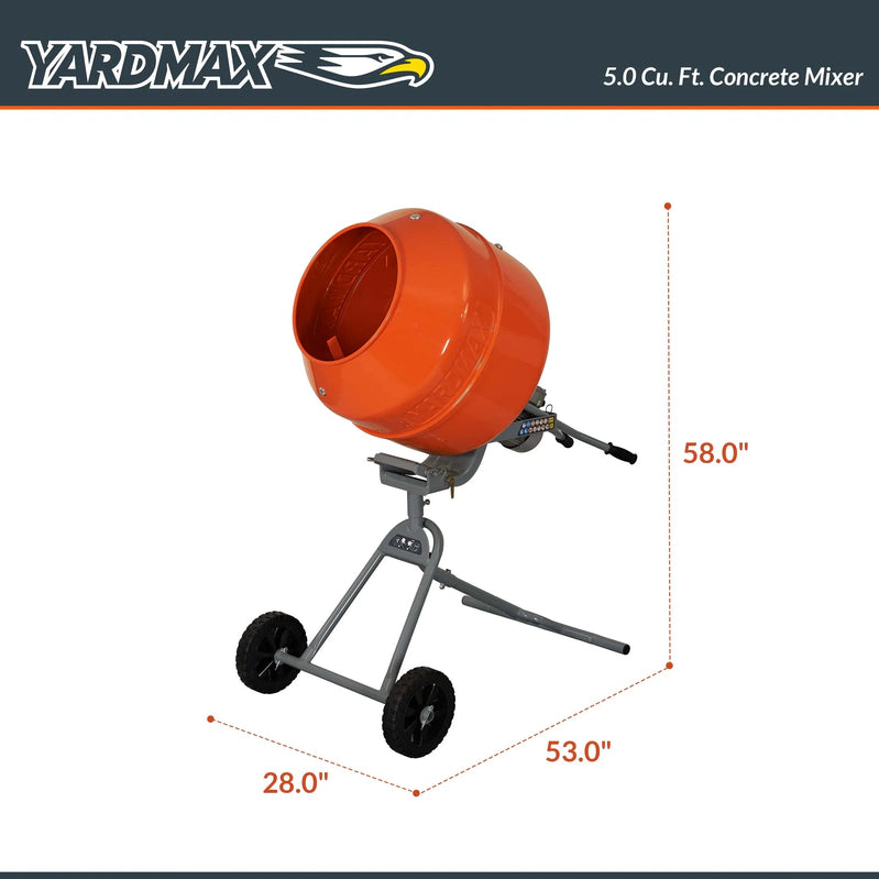 Yardmax YM0146 5.0 Cu. Ft. Concrete Mixer