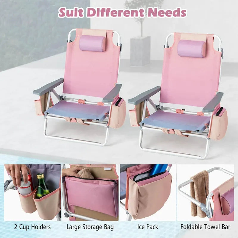 Costway 4-Pack Folding Backpack Beach Chair 5-Position Outdoor, See Details