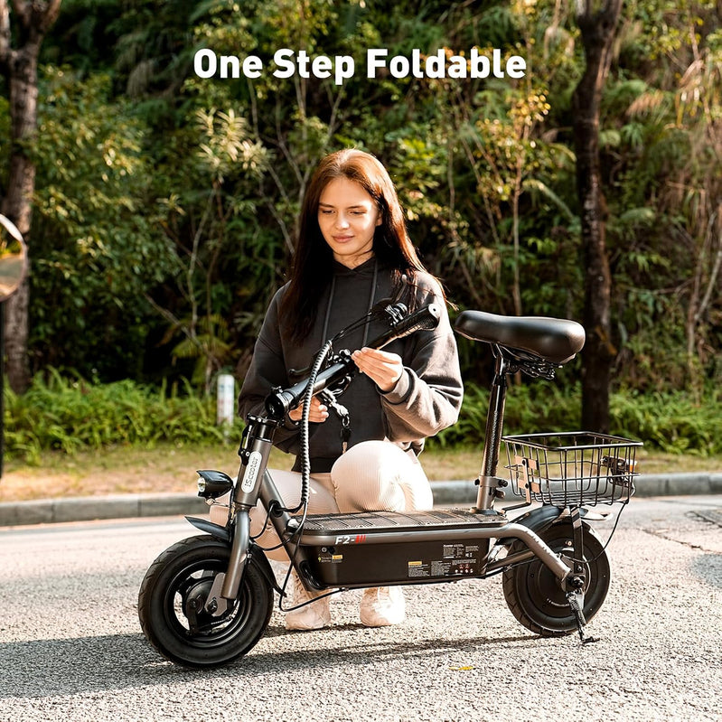 iScooter Electric Scooter With Seat, 37/21 Mile Range, 28/19/15.6 Mph Top Speed, Dual Suspension Scooter With Basket