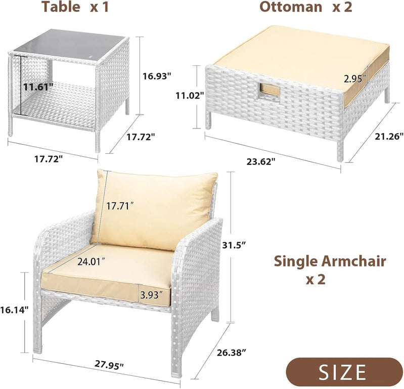 Leveleve Balcony Furniture 5 Piece Patio Conversation Set