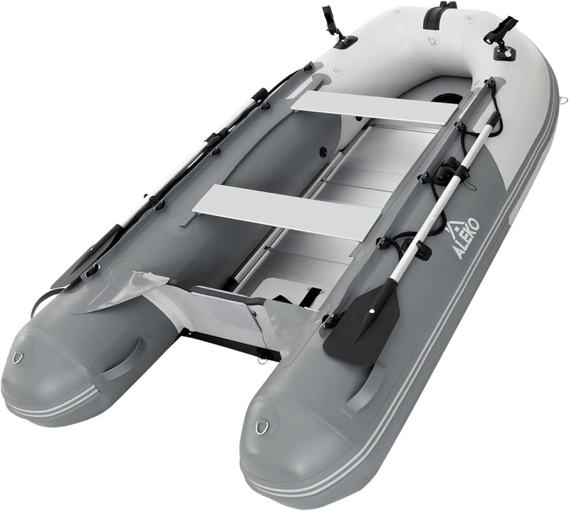 Inflatable Boat, Yacht Dinghy Tender Raft, Multi Person Fishing Boat, Aluminum Floor Oars, Fishing Rod Holders, Heavy-Duty PVC, 2024 Model