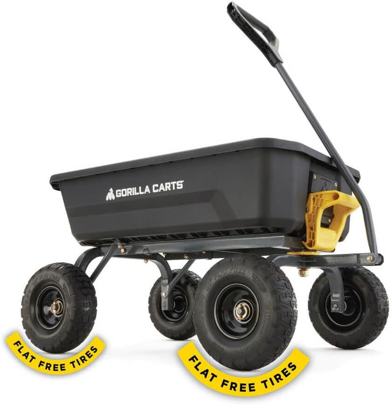 7GCG-NF Heavy-Duty Poly Dump Garden Cart With No-Flat Tires, 7 Cu. Ft., 1200-Pound Capacity, Black