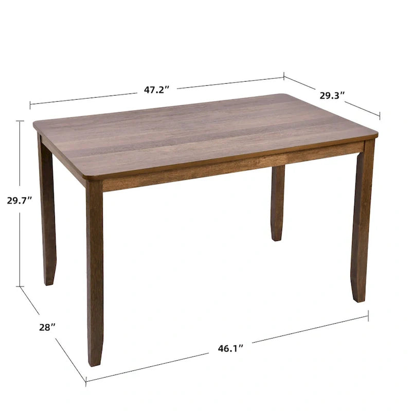 5-Piece Solid Wood 47L Dining Table Sets, 1 Table Plus 4 Slat Back Chairs