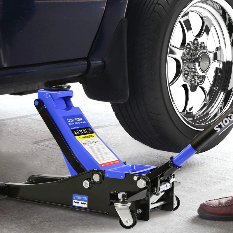 4-Ton Floor Jack, Low Profile Car Jack, Heavy-Duty Trolley Jack Car Lift With Dual Pump Pistons, Lifting Range 4 In.-21 In., 8000lbs