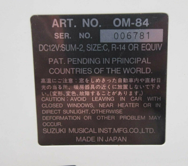 Suzuki Omnichord Om 84 System Two w/Hard Case Power Supply Manual Tested Works