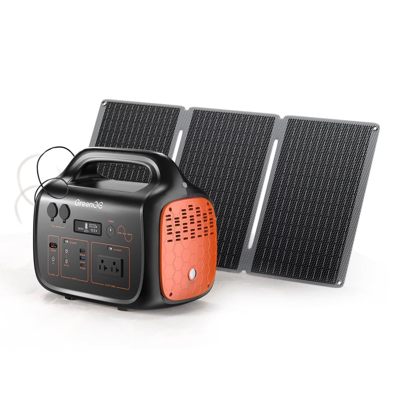 GreenOE Portable Power Station 1000W 1024Wh Solar Powered Generator With 100W Solar Panel