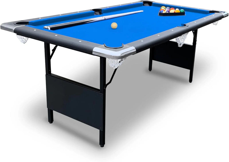 Hathaway Fairmont 6 Ft. Portable Pool Table, Adults Folding Billiards Tables For Game Room With Easy Foldable Storage
