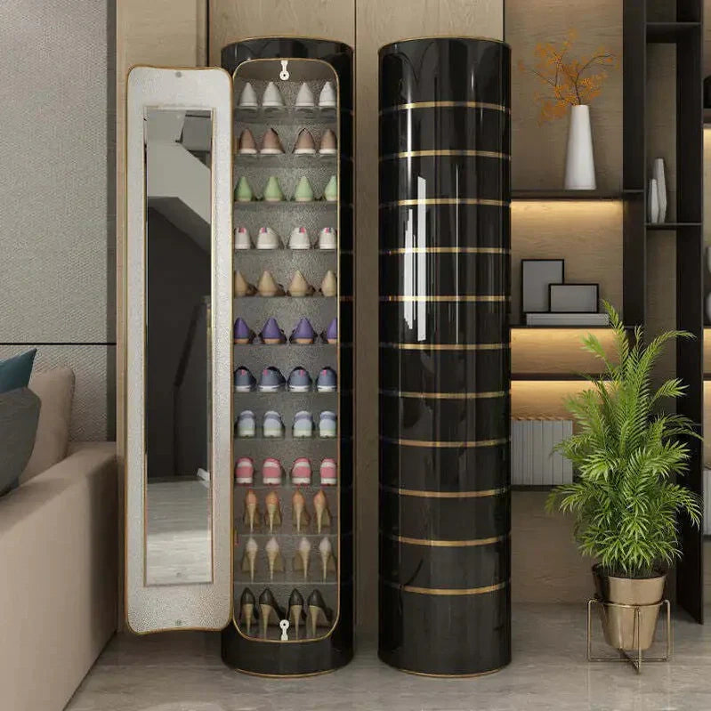 Large-Capacity Multi-Layer Rotating Disinfection Shoe Cabinet With Mirror Plus Deodorizer