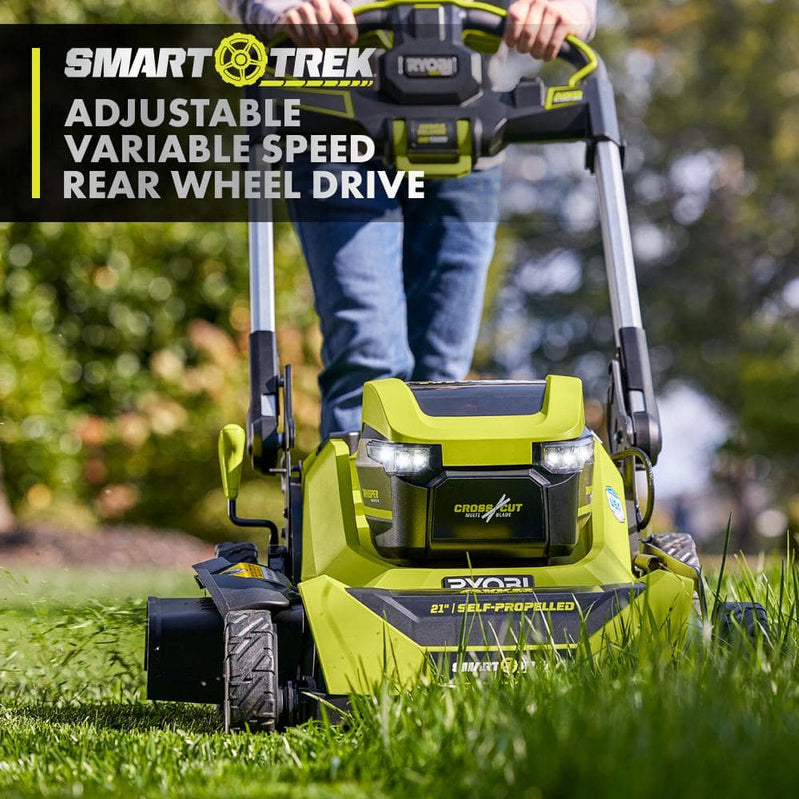 Ryobi 40V HP Brushless 21-in Self-Propelled Awd Lawn Mower, Whisper Series, Includes, 2 6.0Ah Batteries And Charger