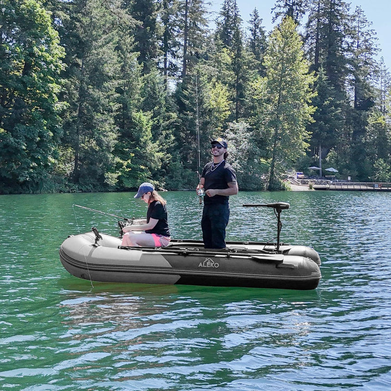 Inflatable Boat, Yacht Dinghy Tender Raft, Multi Person Fishing Boat, Aluminum Floor Oars, Fishing Rod Holders, Heavy-Duty PVC, 2024 Model