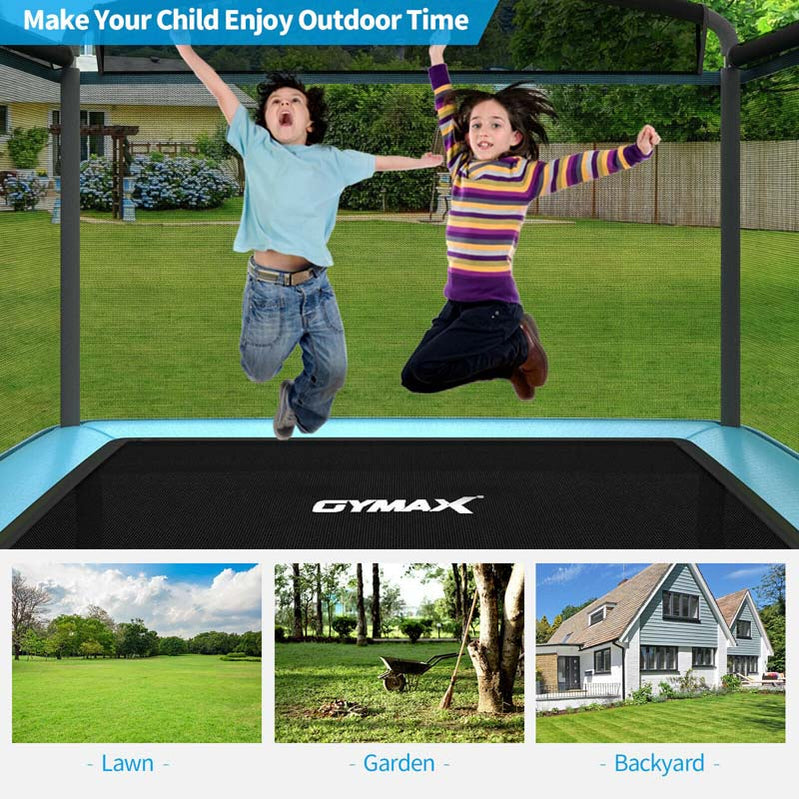 6 Ft. Kids Trampoline With Swing And Safety Fence, Astm Approved Toddler Rectangle Trampoline For 3-8 Year Old