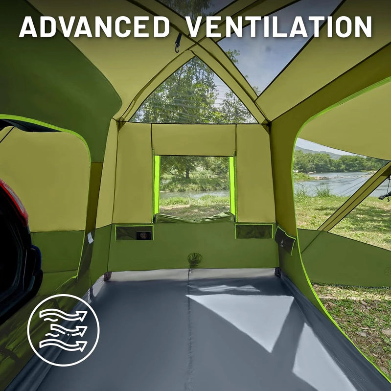 Timber Ridge 5-9 Person SUV Tent With Screen Porch And Awning For Family Camping, Weather Resistant And Portable Van Or Car Tent