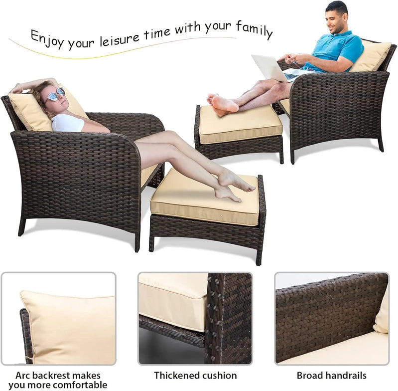Leveleve Balcony Furniture 5 Piece Patio Conversation Set