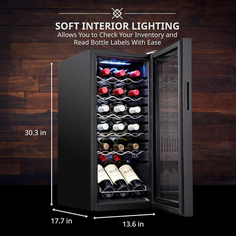 18 Bottle Compressor Wine Cooler Refrigerator w/Lock, Large Freestanding Wine Cellar For Red, White, Champagne Or Sparkling Wine