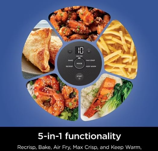 Ninja Crispi 5-in-1 Portable Glass Air Fryer Cooking System Small And Large Batch Containers