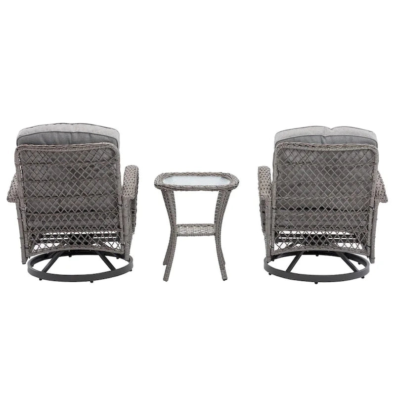 3 Pieces Outdoor Swivel Rocker Patio Chairs, 360 Degree Rocking Patio Conversation Set