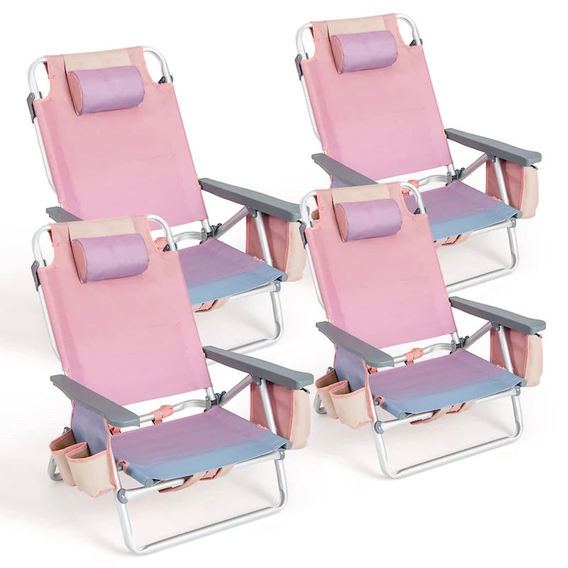 Costway 4-Pack Folding Backpack Beach Chair 5-Position Outdoor, See Details