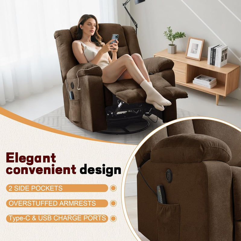 Rocker Recliner Glider Recliner Chairs For Adults 360 Degree Swivel Rocking Chair