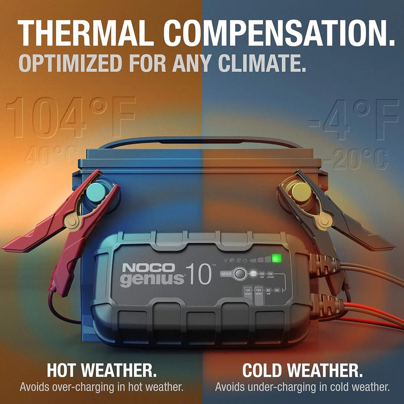Noco GENIUS10, 10A 6V/12V Smart Battery Charger, Maintainer And Desulfator