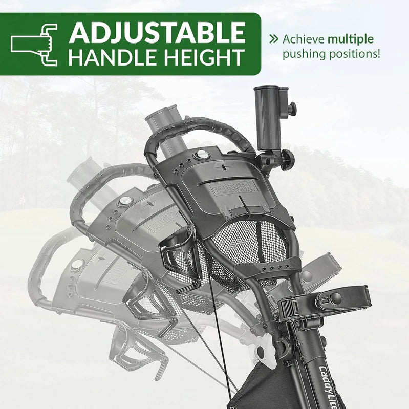 3Wheel Golf Push Cart, Golf Trolley Foldable Collapsible Lightweight Pushcart With Foot Brake, Easy To Open And Close