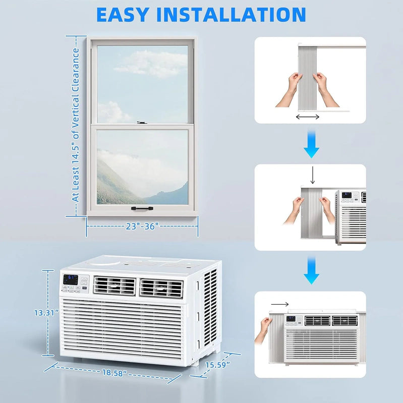 Antarctic Star 12,000 BTU U-Shaped Window Air Conditioner Unit Cools Up To 550 Sq. Ft. With 6 Modes 24H Timer, Ultra Quiet Window AC Units