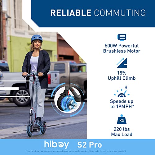 Hiboy S2 Pro Folding Electric Scooter, 500W Motor, 10 In. Solid Tires