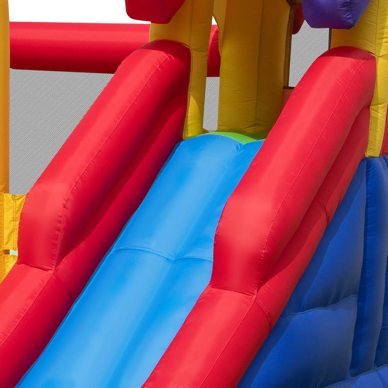 Costway Colorful Rainbow Kids Inflatable Bounce Castle With 50 Ocean Balls And 735W Blower