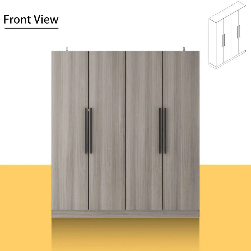 Modern Freestanding Solid Wood Wardrobe Closet With Storage Shelves