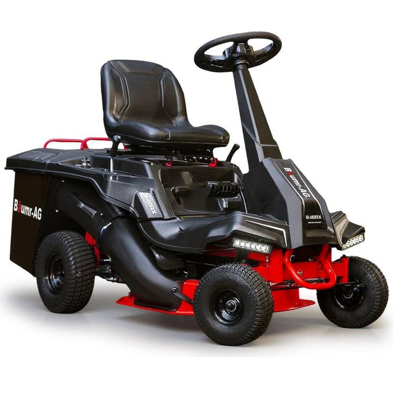 Baumr-Ag 24 In. Ride On Lawn Mower, Lithium Electric Start System, 6HP 224cc, 5 Cut Heights, Catcher And Mulch Kit