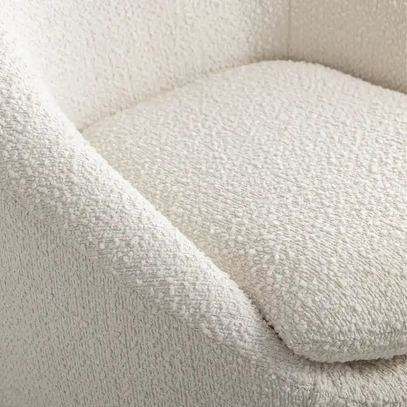 Swivel Barrel Chair, 360 Degree Rotation, Boucle Fabric