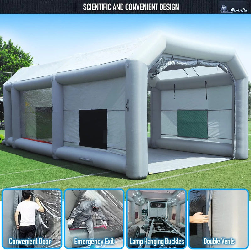 30x20x13Ft Inflatable Paint Booth With Blowers And Air Filter System, Professional Spray Tent
