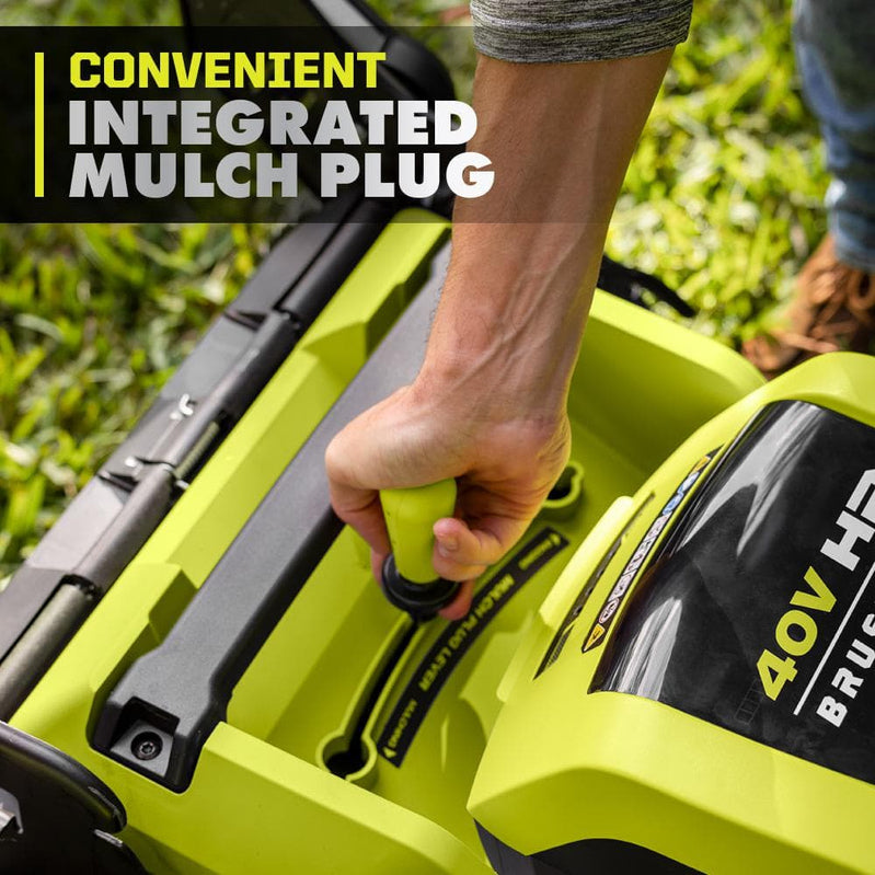 Ryobi 40V HP Brushless 21-in Self-Propelled Awd Lawn Mower, Whisper Series, Includes, 2 6.0Ah Batteries And Charger