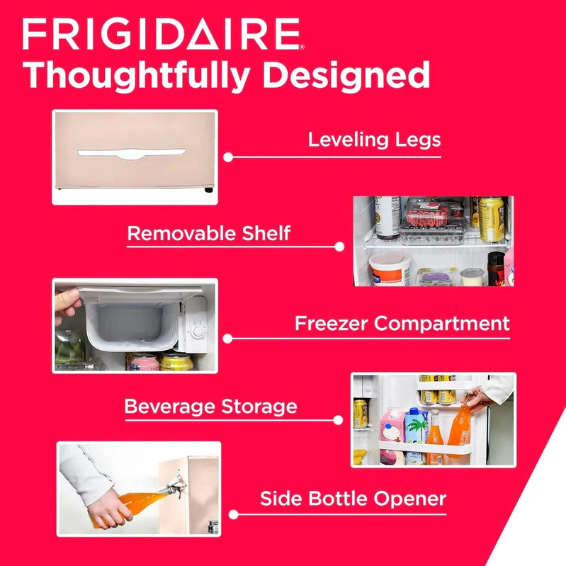 Frigidaire EFR176 Retro Compact Fridge With Chiller Mini Refrigerator With Built-In Bottle Opener For Office, Bedroom, Dorm Room Or Cabin
