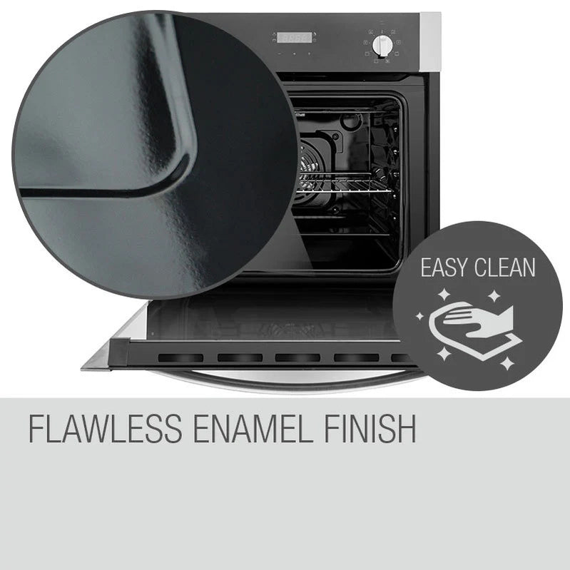 EuroChef 60cm Stainless Built-In 70L Grill 8 Function Fan Forced Electric Wall Oven