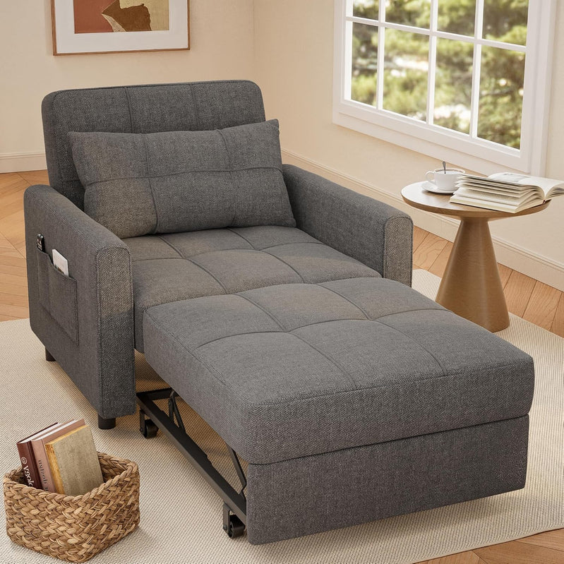 Sofa Bed Chair 3-in-1 Convertible Pullout Single Sleeper Chair Bed Spacious Multifunctional Sofa
