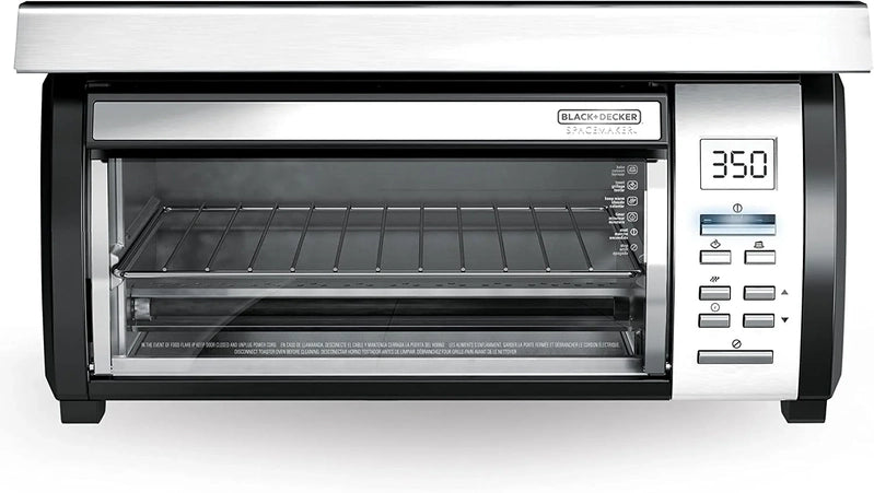 Black Decker SpaceMaker Under Counter Toaster Oven, Digital Controls, Black/Stainless Steel, Fits 9 In. Pizza Or 4 Slices