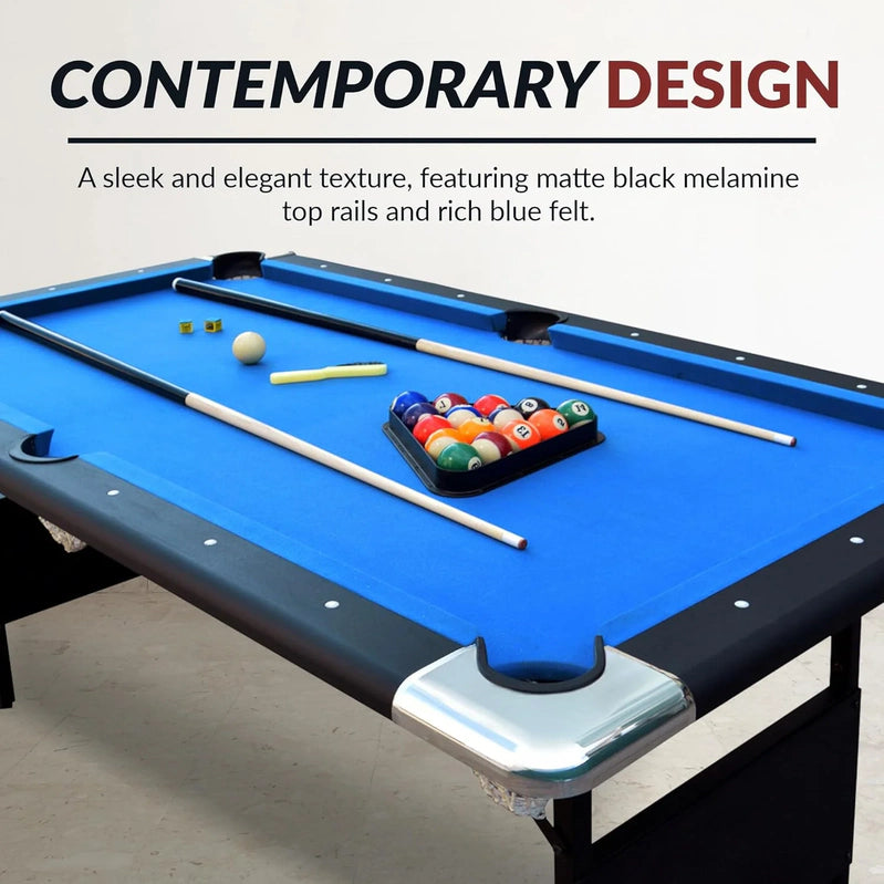 Hathaway Fairmont 6 Ft. Portable Pool Table, Adults Folding Billiards Tables For Game Room With Easy Foldable Storage