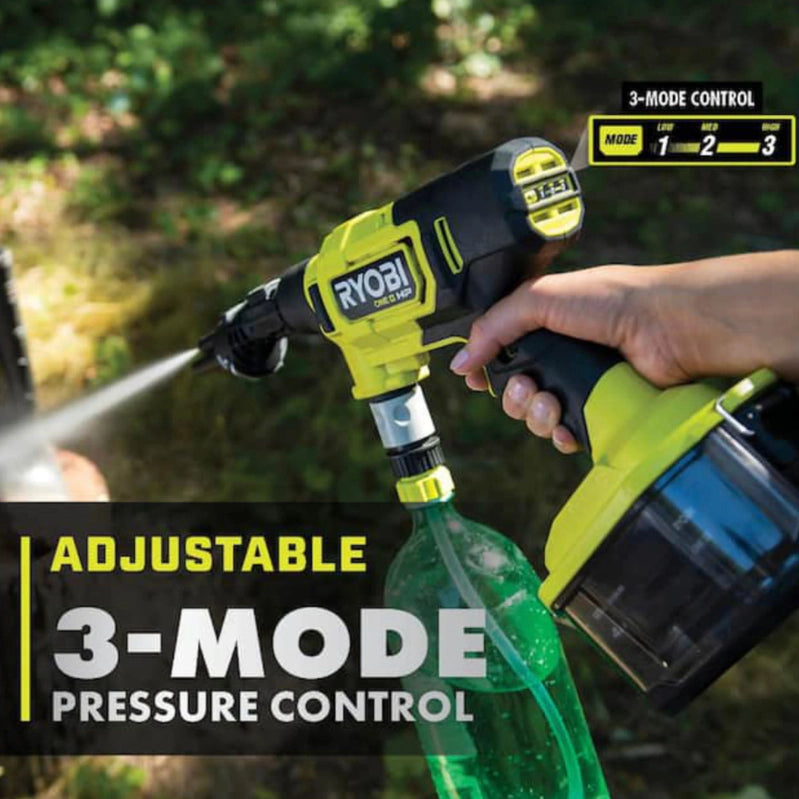 Ryobi One Plus HP 600 PSI At 0.7 Gpm 18V Cordless Electric Cold Water Power Cleaner, 20 Ft. Siphon Hose