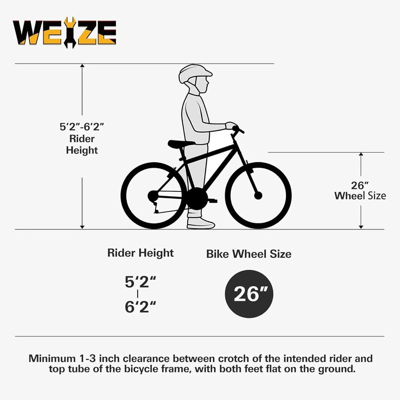 Weize Mountain Bike 26 27.5 In. Outdoor Hybrid Bikes 18-Speed High-Carbon Steel Full Suspension